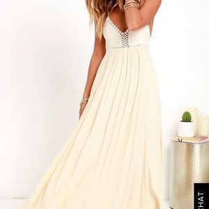LuLus Hippie Chic Cream Maxi Dress